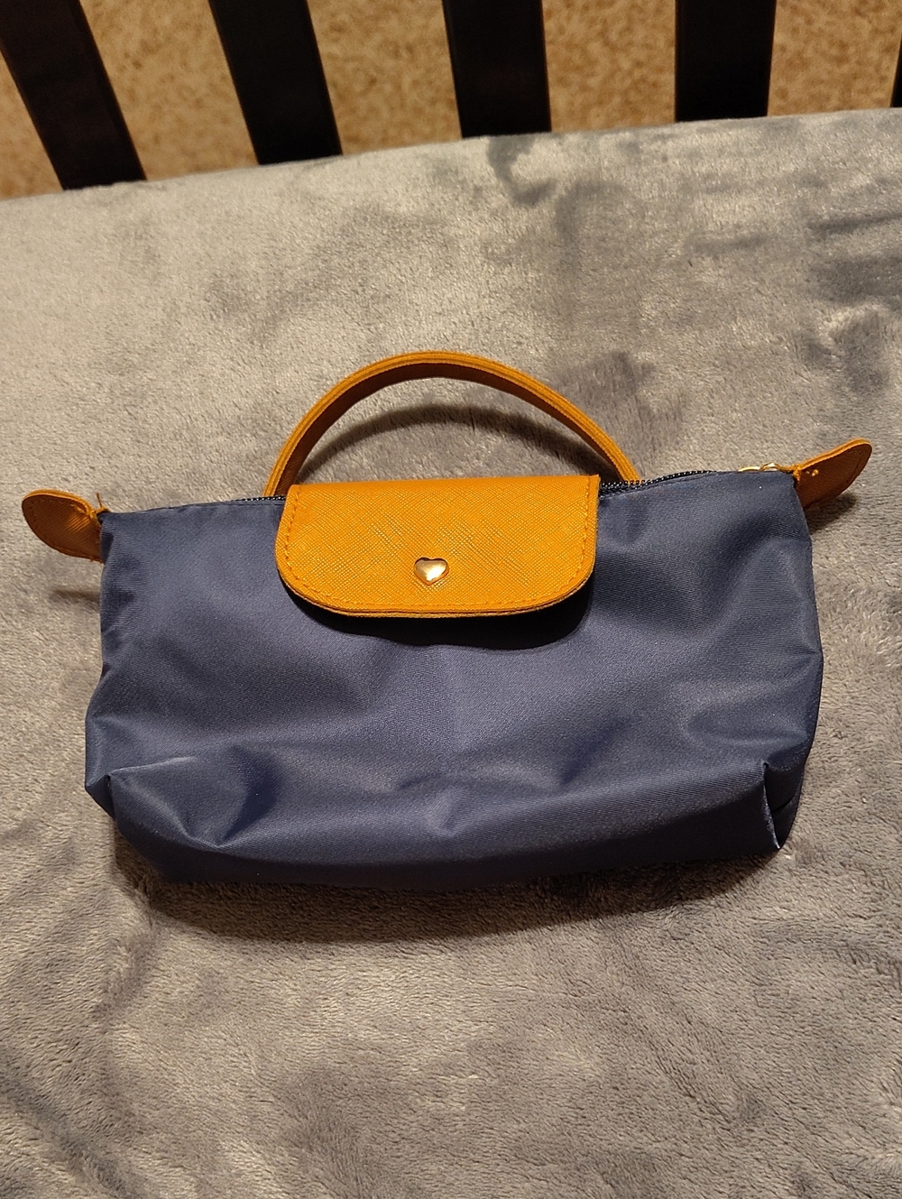 Women's Navy and Mustard Top-Handle Bag